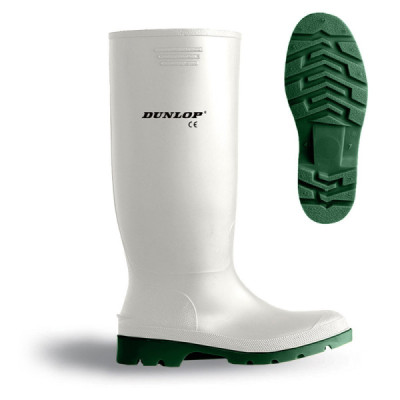 Bota de agua blanca PVC/Nitrilo caña alta. Dunlop 380.